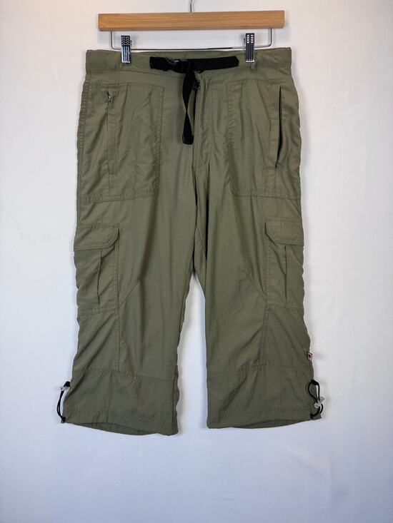 Alpine Pants - Alpine Womens S Olive Green Cropped Hiking Cargo Pants Built In Belt Pockets